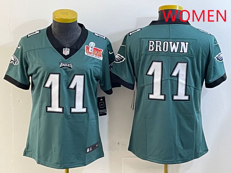 Women Philadelphia Eagles #11 Brown Green Second generation 2025 Nike Limited NFL Jersey style 2